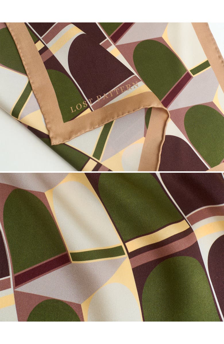 Lost Pattern Modular Silk Pocket Square, Alternate, color, Green