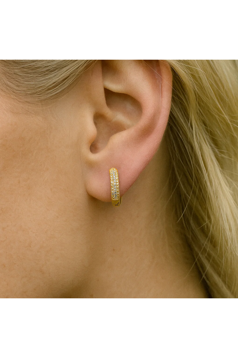 Nadia Pavé Huggie Hoop Earrings, Alternate, color, Silver