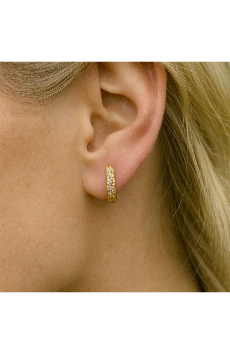 DLORIA Nadia Pavé Huggie Hoop Earrings, Alternate, color, Silver