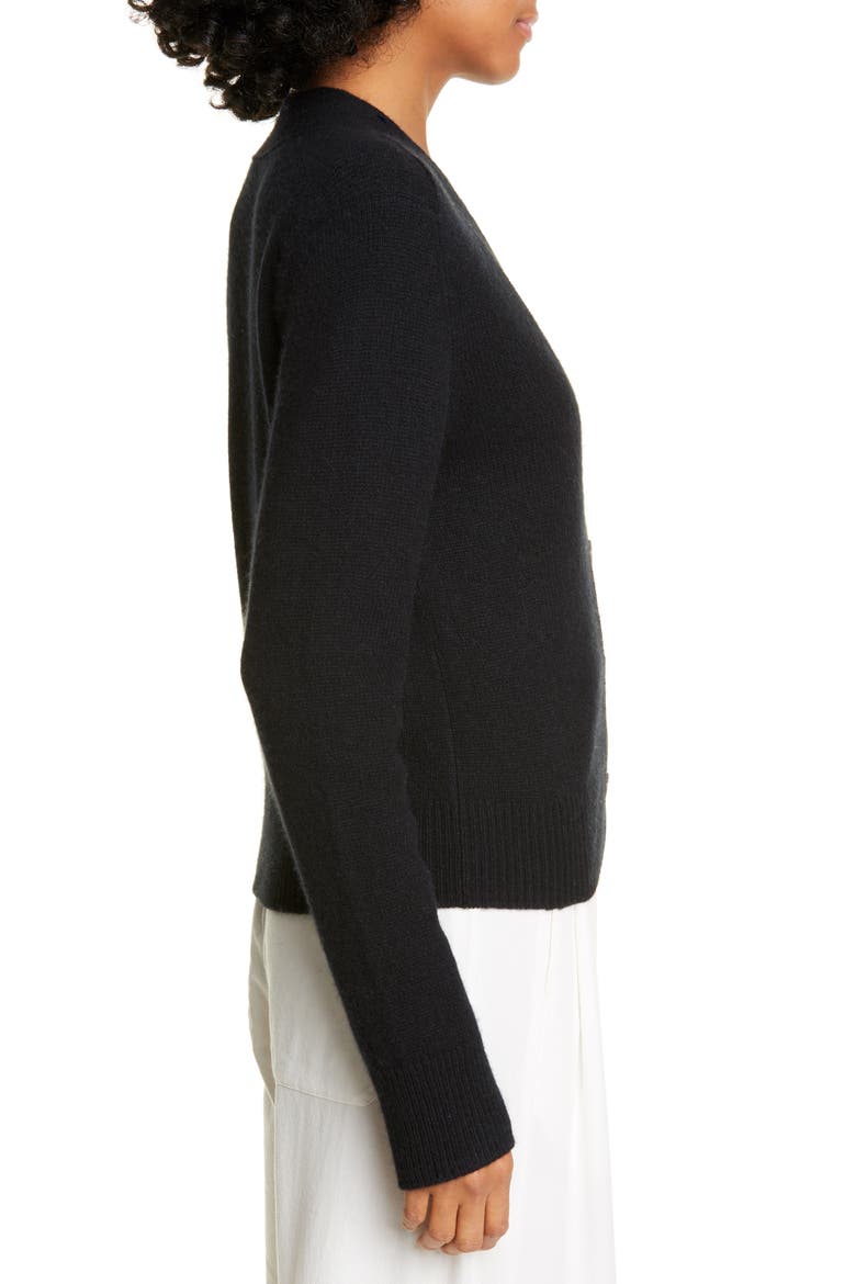 Shrunken Fit Button Front Cashmere Cardigan, Alternate, color, BLACK