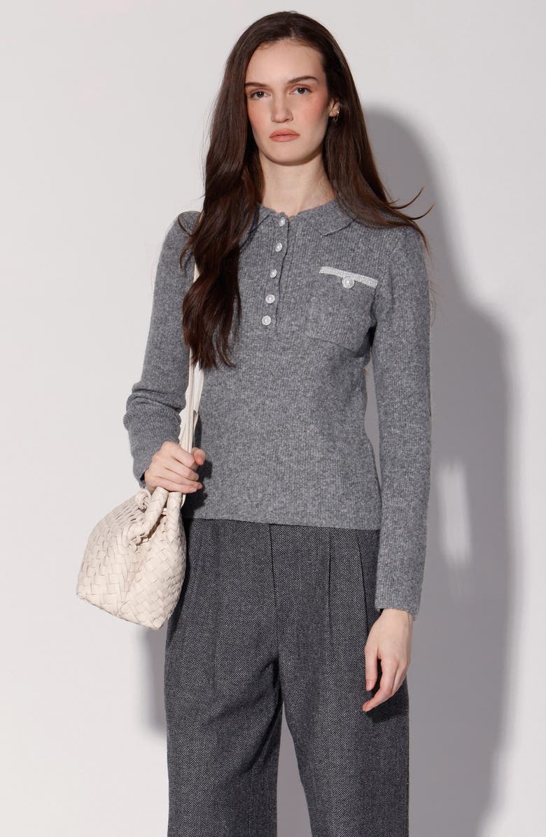 Walter Baker Barry Polo Sweater, Alternate, color, Heather Grey