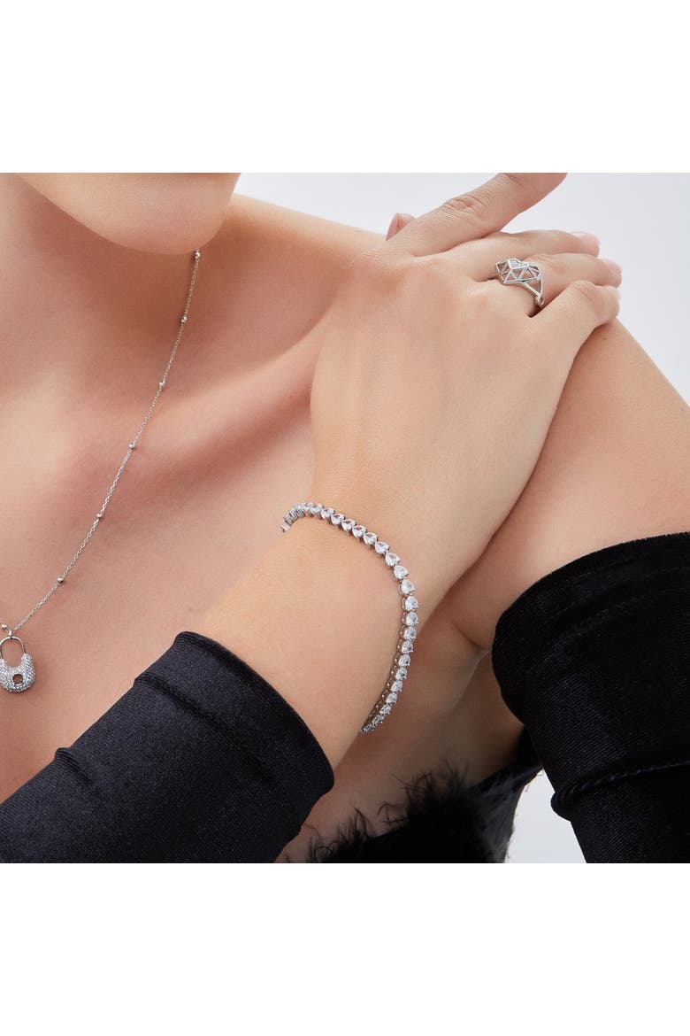 Heart Tennis Bracelet Sterling Silver, Alternate, color, Silver