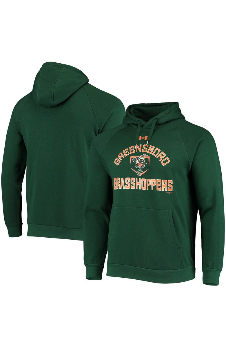 Under Armour Men's Under Armour Green Greensboro Grasshoppers All Day Raglan Fleece Pullover Hoodie, Main, color, 