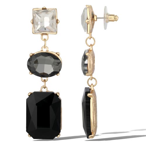 Jessica Simpson Black Crystal Drop Earrings In Black