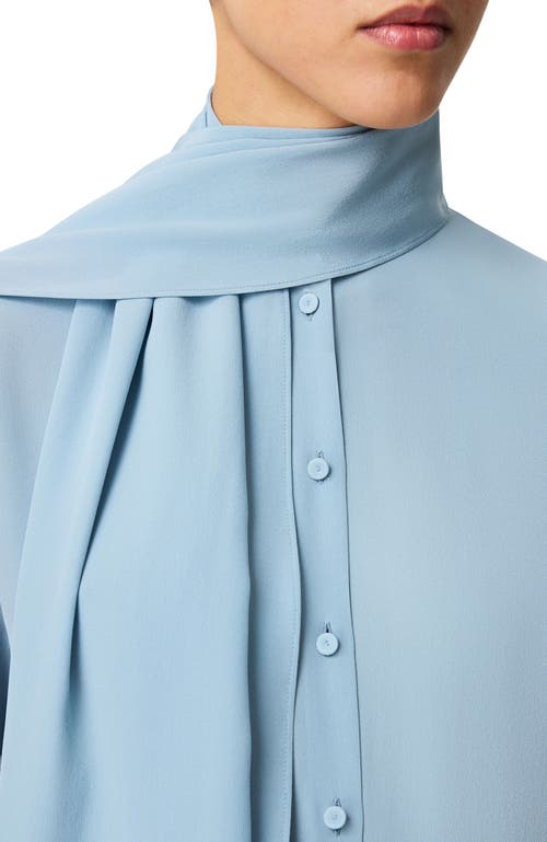 Another Tomorrow Signature Bow Blouse In Blue