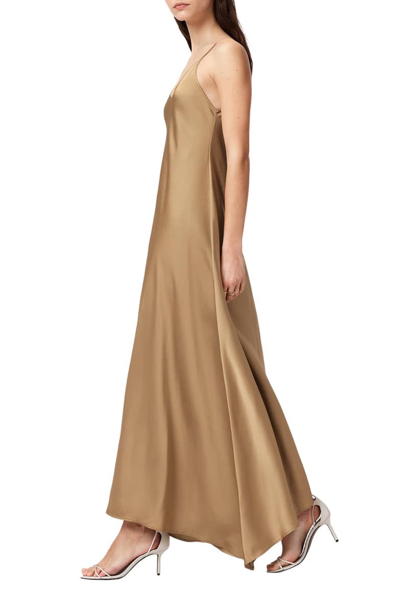 Leona Handkerchief Hem Maxi Slipdress, Alternate, color, PINTO BROWN