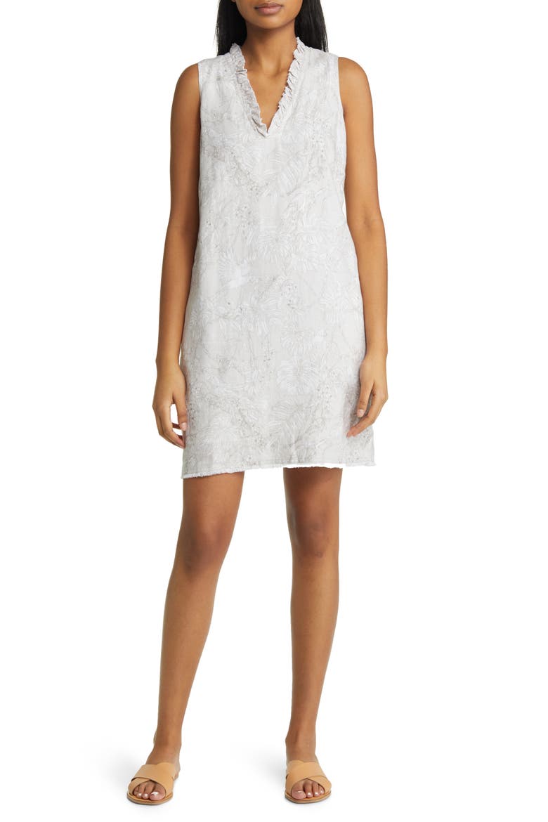 Totally Toile Linen Shift Dress, Main, color, KHAKI SAND