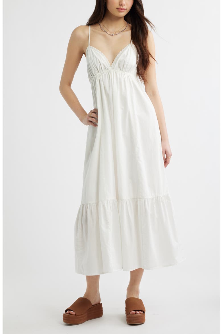 Ruffle Hem Cotton Maxi Dress, Main, color, IVORY
