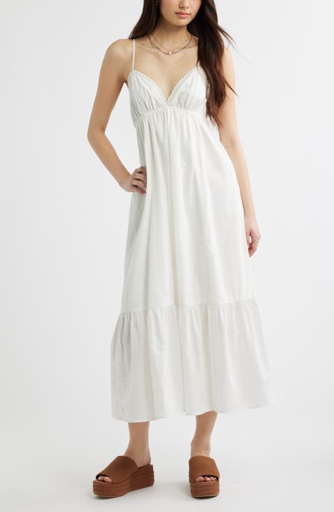 Ruffle Hem Cotton Maxi Dress