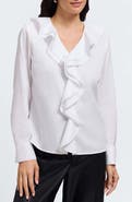 Foxcroft Shantel Ruffle Long Sleeve Top