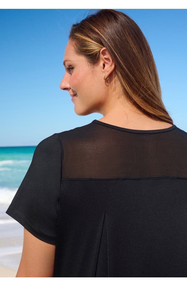 Swim 365 Mesh Yoke Swim Tee, Alternate, color, Black