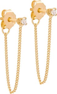 Eloise Jewelry Connection Chain Stud Earrings Natural Gemstones. Handmade in Italy