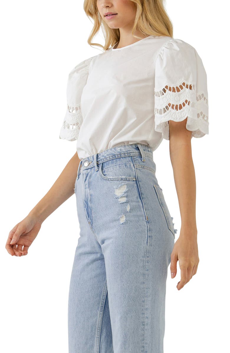 English Factory Lace Trim Top, Alternate, color,