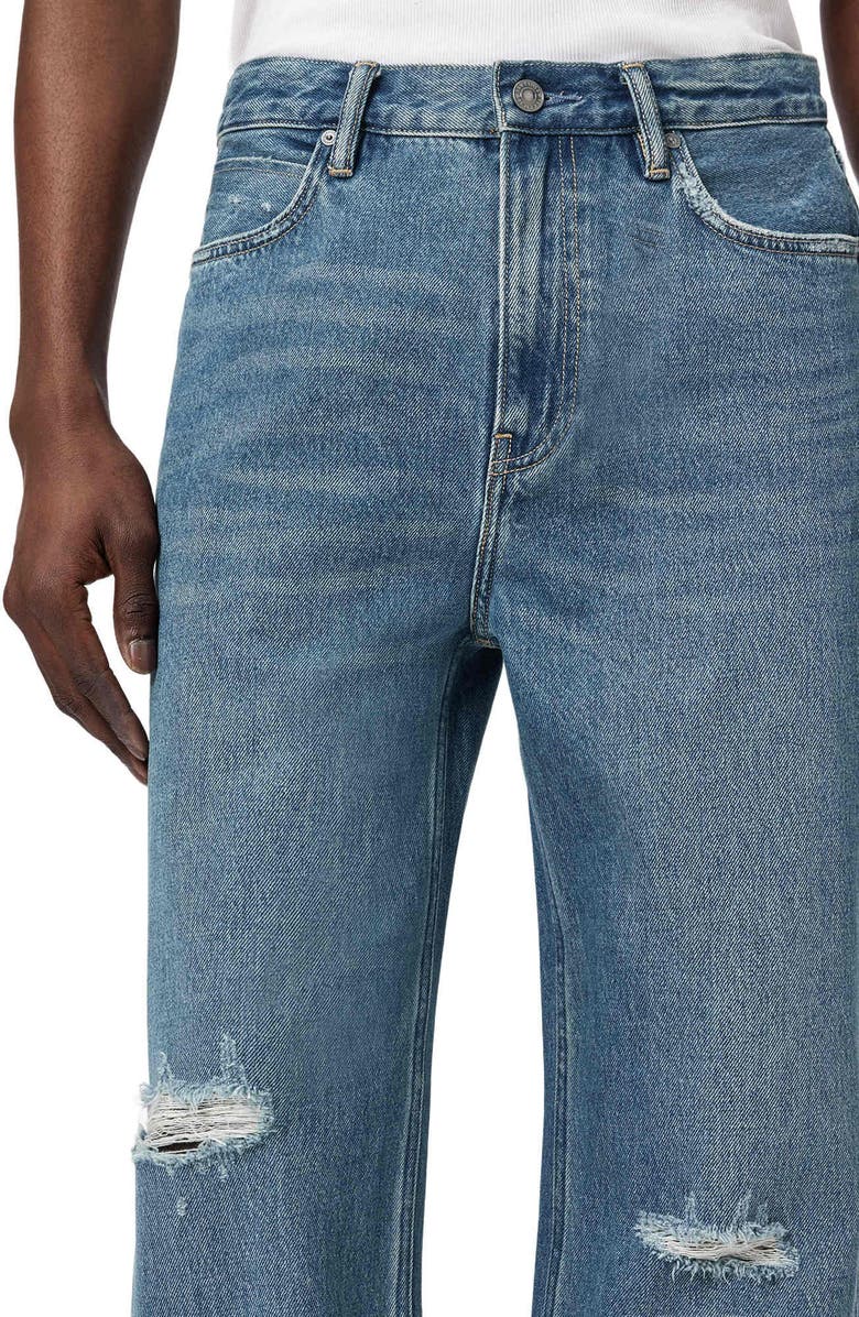 AllSaints Lenny Loose Fit Ripped Straight Leg Jeans, Alternate, color, Destroy Mid Indigo