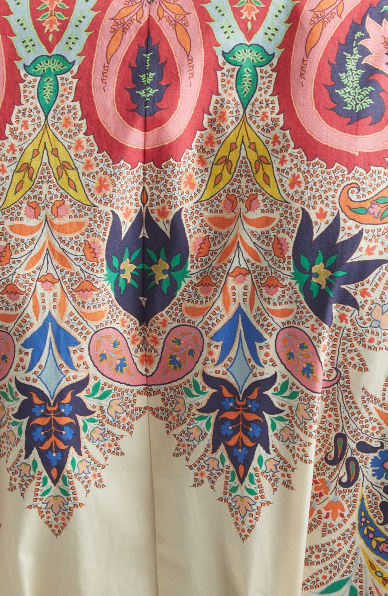 Etro Placed Paisley Long Sleeve Belted Midi Shirtdress, Alternate, color, Print On White Base