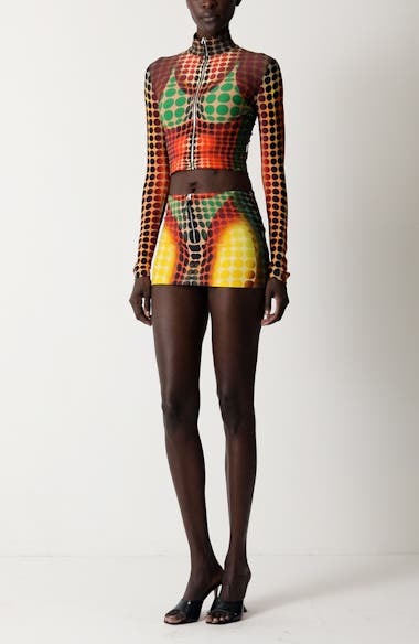 Jean Paul Gaultier Re-Edition Polka Dot Trompe l'Oeil Mesh Crop