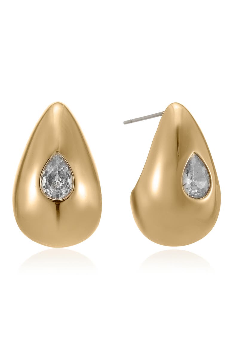 Dome Teardrop Stud Earrings, Main, color, GOLD