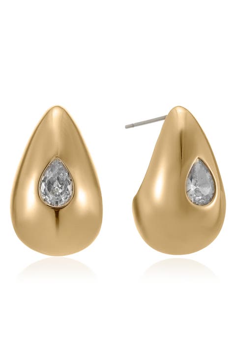 Dome Teardrop Stud Earrings