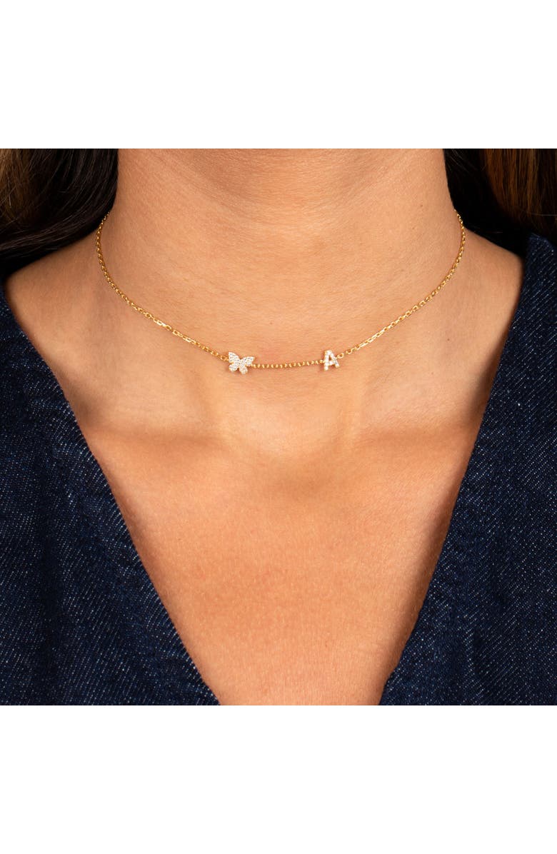 BY ADINA EDEN Pavé Butterfly Initial Choker, Alternate, color, 