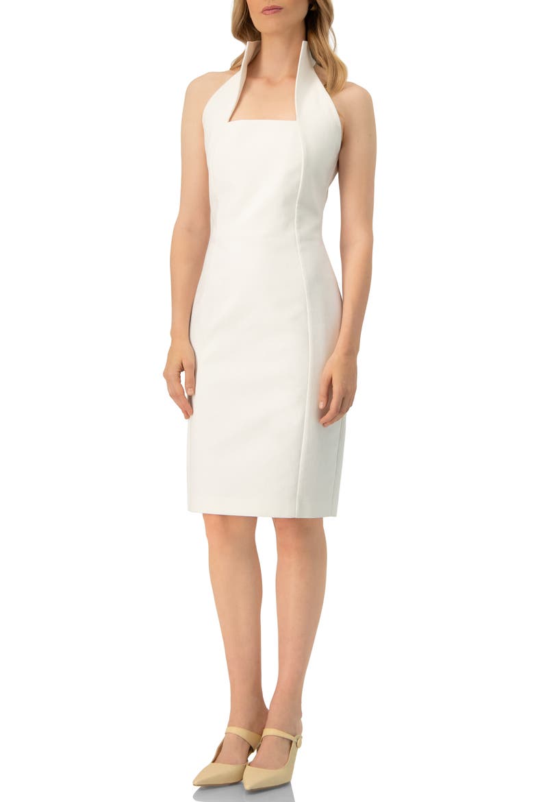 High Neck Cotton Mini Dress, Alternate, color, Ivory