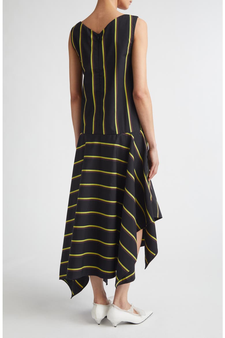 Beatriz Stripe Asymmetric Midi Dress, Alternate, color, BLACK MULTI