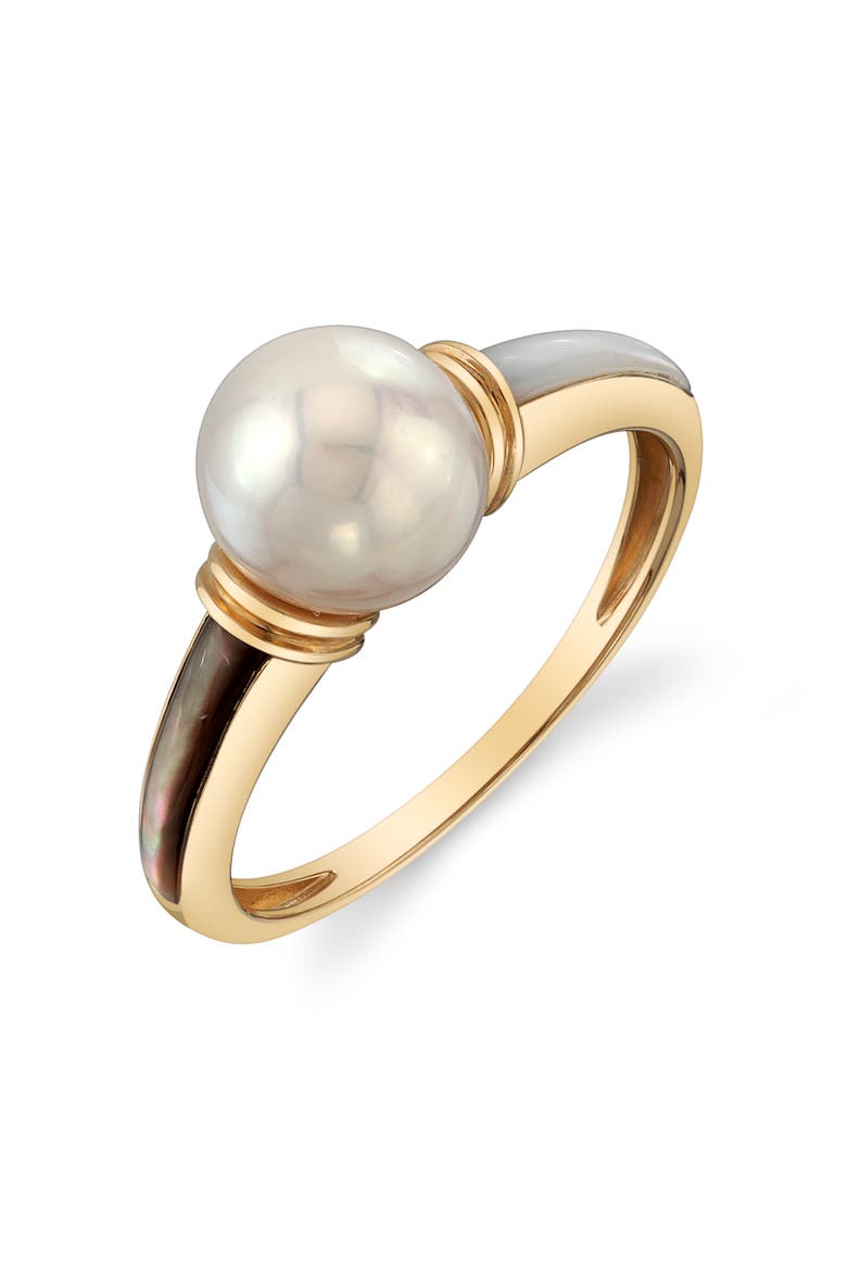 Freshwater Pearl Zoa Ring, Main, color, Yellow Gold
