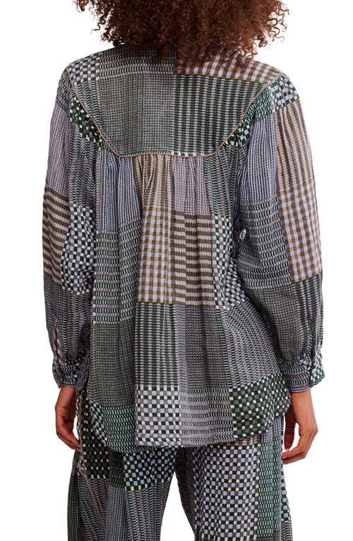 Free People Night After Night Cotton Button-up Pajama Shirt In Multi