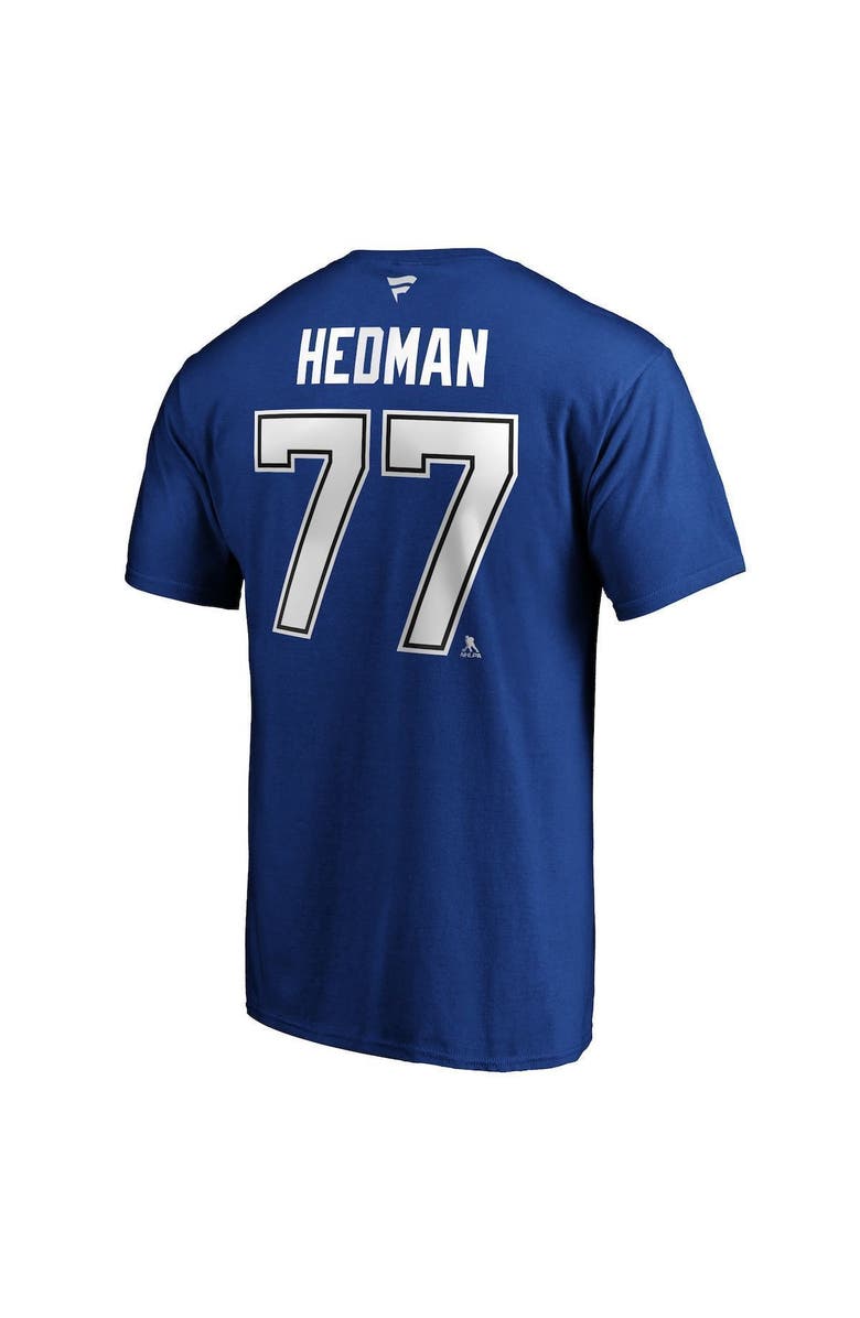 FANATICS Men's Fanatics Branded Victor Hedman Blue Tampa Bay Lightning Authentic Stack Name & Number T-Shirt, Alternate, color,