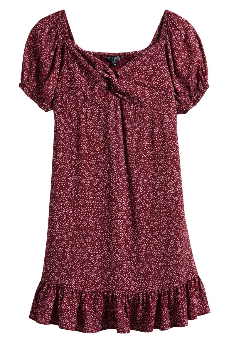 Kids' Twist Front Dress, Main, color, BURGUNDY