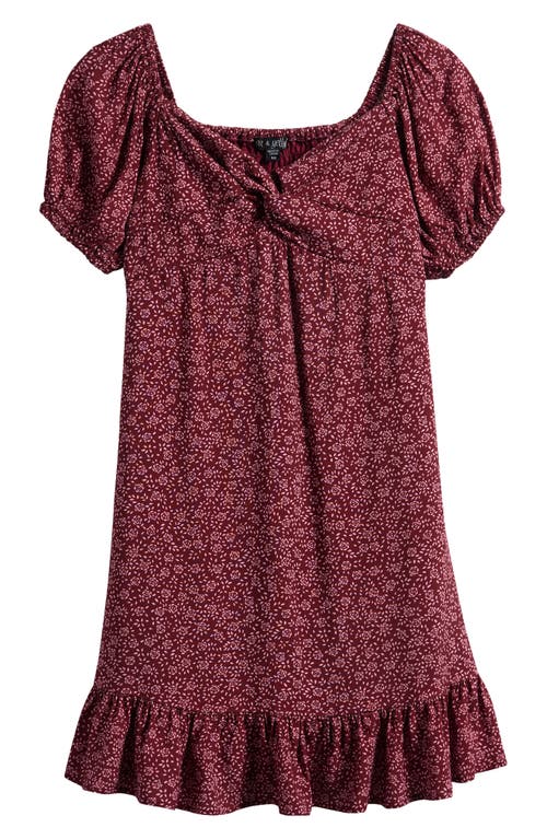 Ava & Yelly Kids' Twist Front Dress in Burgundy 