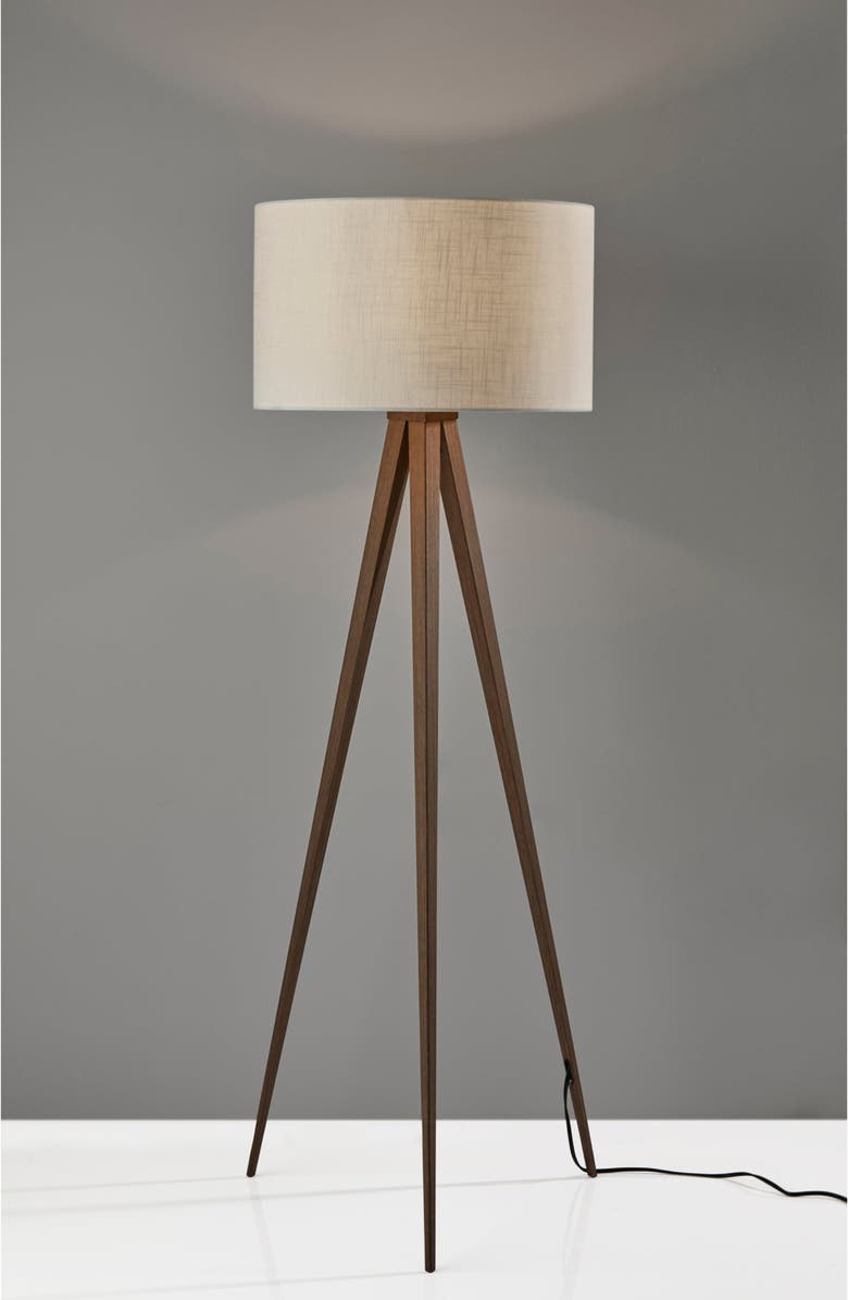 ADESSO LIGHTING Director Floor Lamp, Alternate, color, Metal With Rosewood Veneer