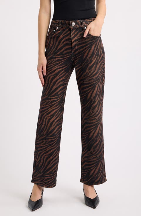 Miramar Zebra Print High Waist Wide Leg Ankle Jeans