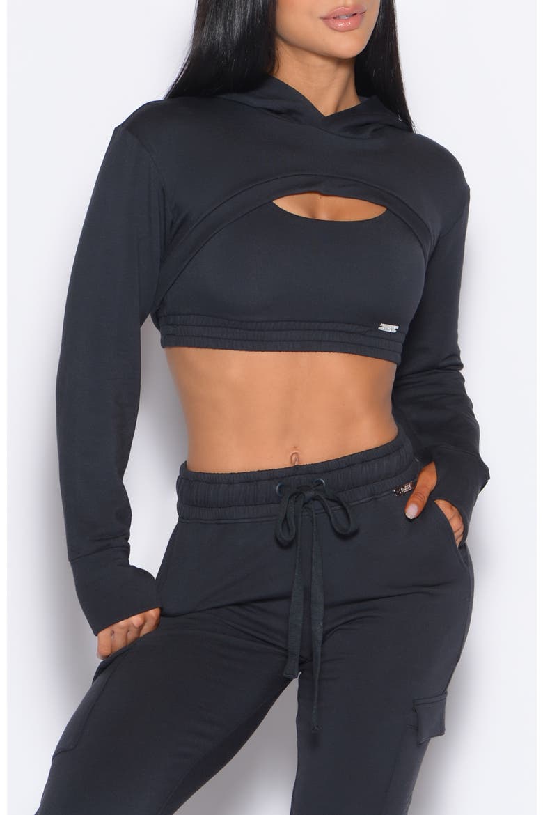 Sweat Bolero Hoodie, Main, color, Vintage Black