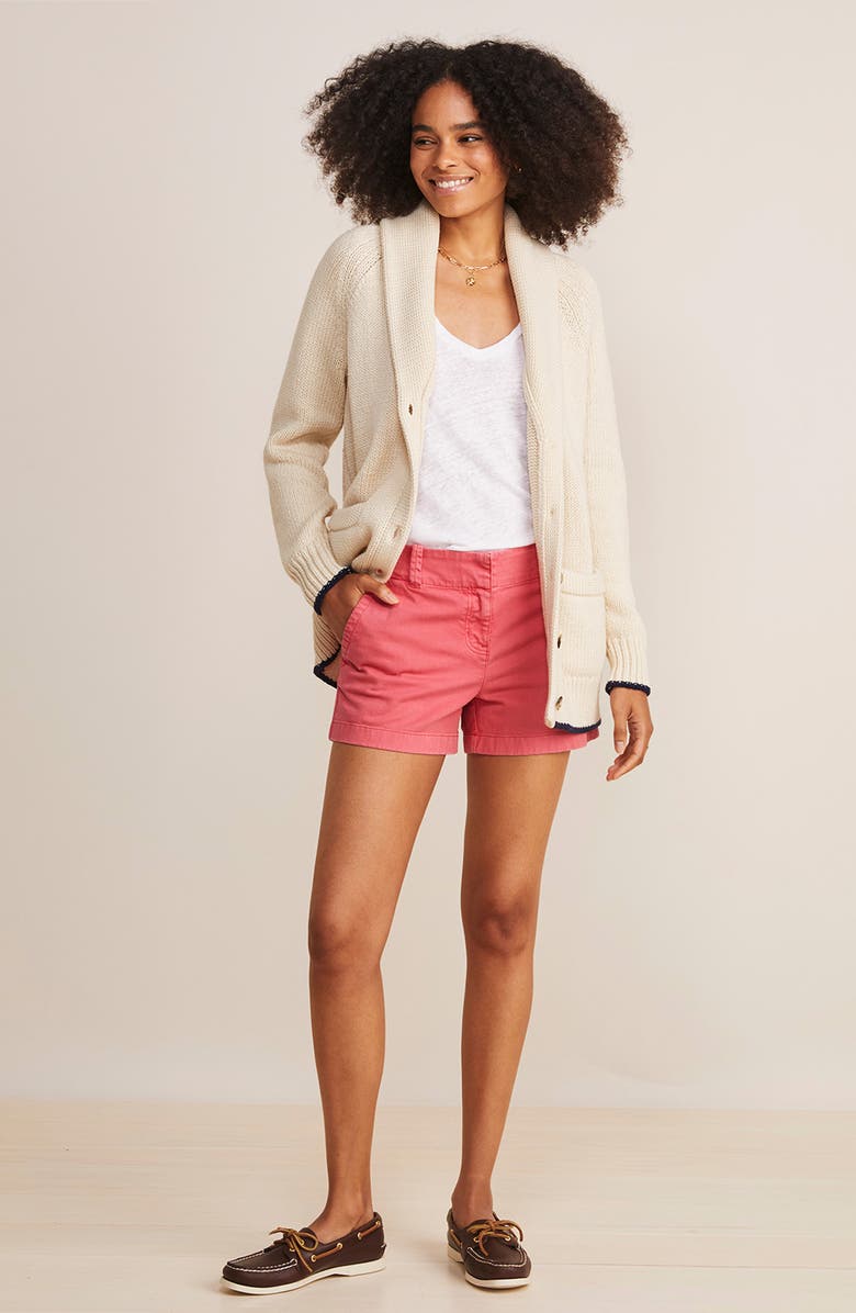 vineyard vines Flag Intarsia Shawl Collar Merino Wool & Cotton Cardigan, Alternate, color, 