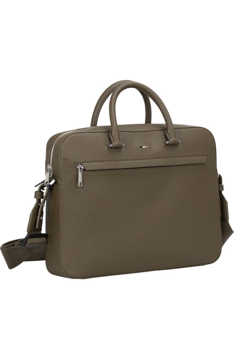 BOSS Ray Faux Leather Document Case, Main, color, Open Green