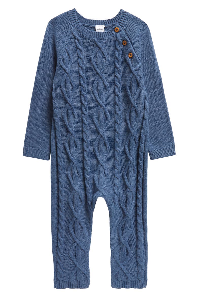 Sweater Romper, Main, color, NAVY DENIM