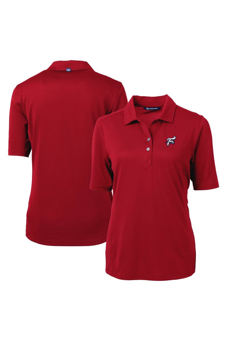 Women's Cutter & Buck Red Reading Fightin Phils Virtue DryTec Eco Pique Recycled Polo, Main, color, Red