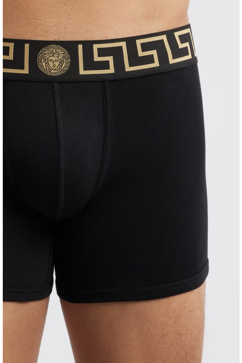 2-Pack Greca Border Stretch Cotton Boxer Briefs, Alternate, color, BLACK GOLD GREEK KEY