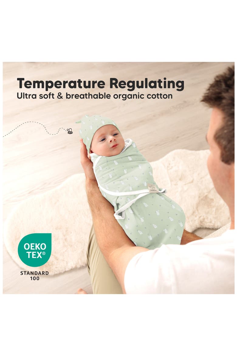 3-Pack Soothe Swaddle Wraps with Knot Hats, Alternate, color, Bunnies