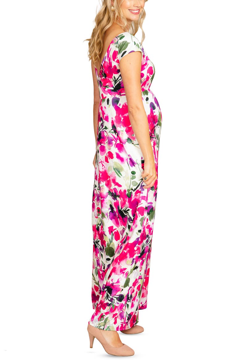 Alana Maternity Maxi Dress, Alternate, color, FUCHSIA FLORALS
