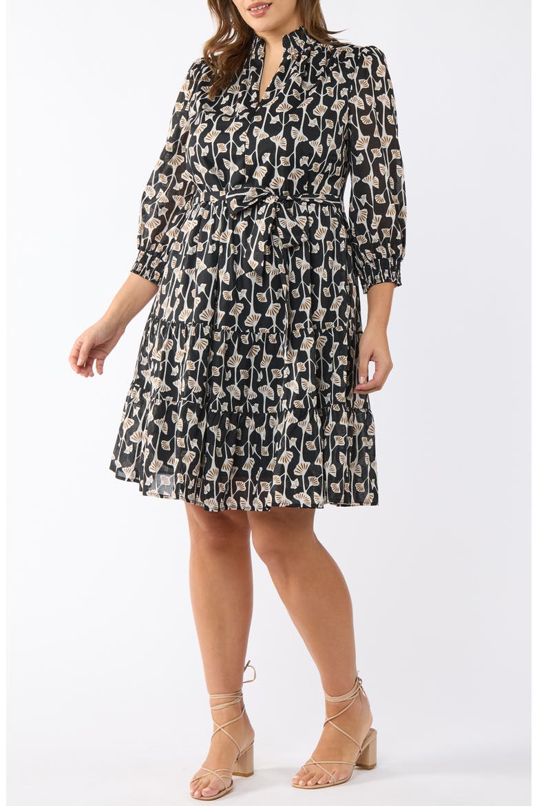Sea Lily Tiered Cotton Dress, Alternate, color, BLACK PRINT