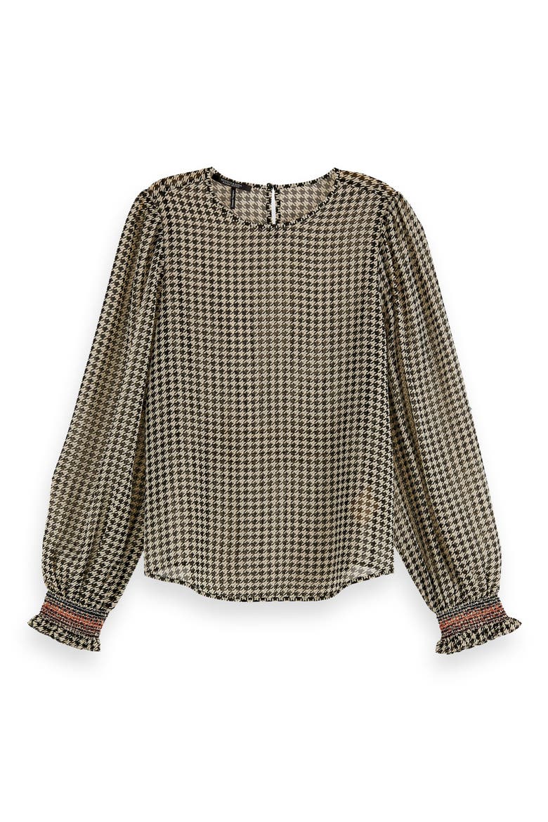 Houndstooth Balloon Sleeve Top, Alternate, color, COMBO F