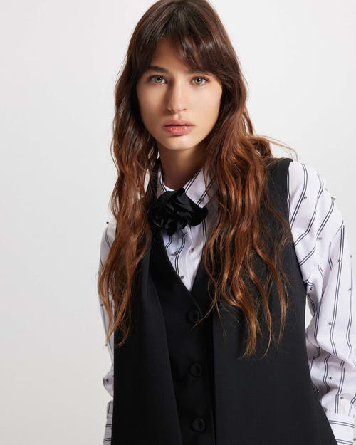 Theo The Label Daphne Tie Front Vest Jacket In Black