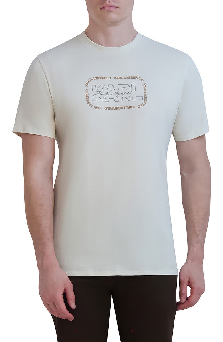 KARL LAGERFELD PARIS Outline Square Logo Graphic Print T-Shirt, Main, color, 