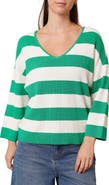 CYRUS Stripe V-Neck Waffle Knit Sweater