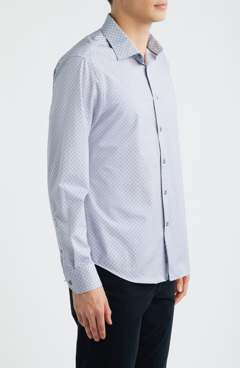 Bugatchi James OoohCotton<sup>®</sup> Dot Print Button-Up Shirt, Alternate, color, Air Blue