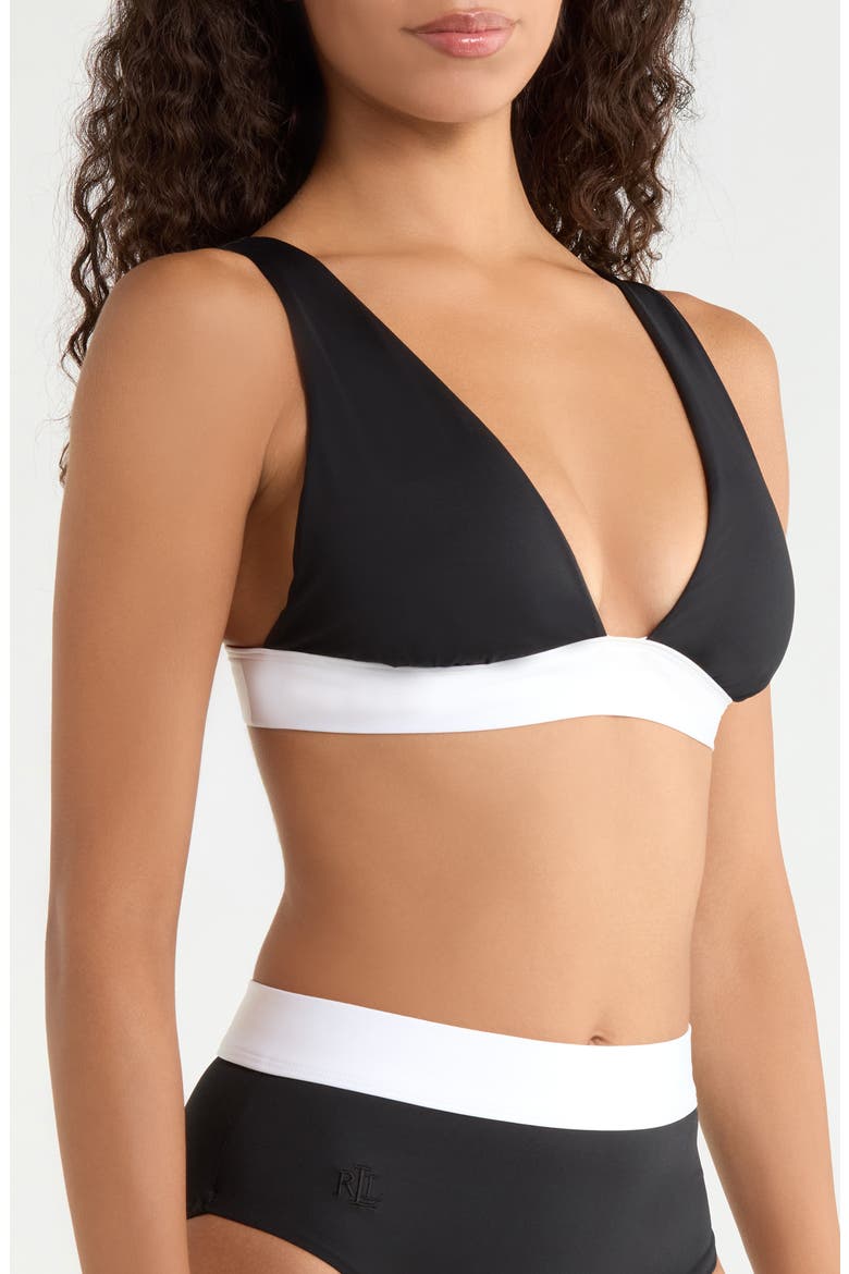 Modern V-Neck Bikini Top, Alternate, color, BLACK