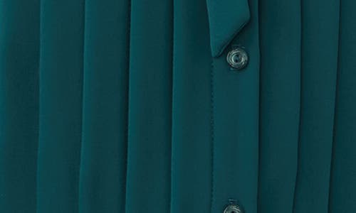 Trina Turk Adaeh Tie Neck Long Sleeve Button-up Top In Green