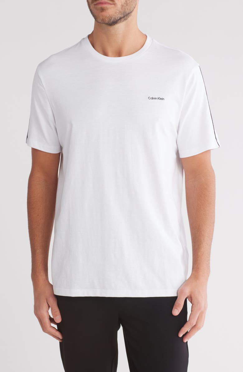 Calvin Klein Logo Piped Sleeve Cotton Graphic T-Shirt, Main, color, Brilliant White