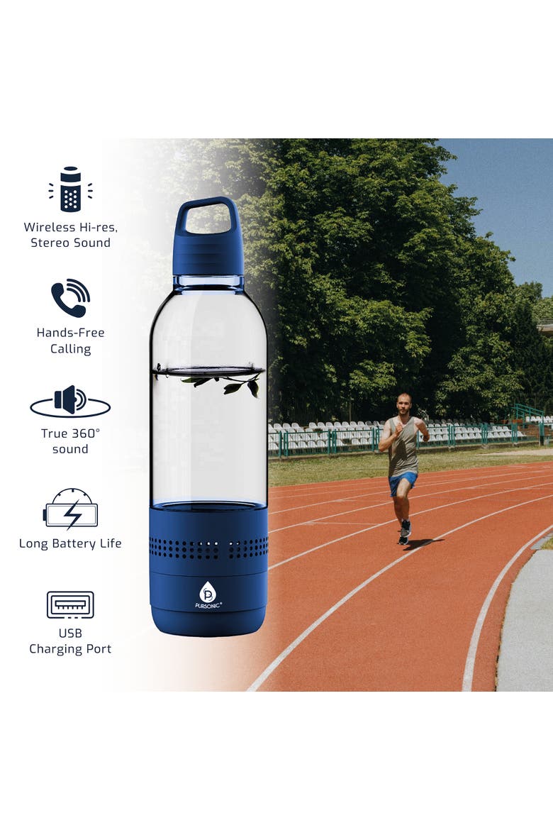 2-in-1 Water Bottle with Built-In Wireless Speaker, Alternate, color, Blue